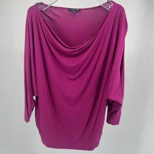NWT Eileen Fisher Jersey Drape Neck 3/4 Sleeve Top Magenta Size Small / XS